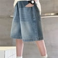 thumbnail image 2 of XXWXYD Boys Baggy Jean Shorts Vintage Loose Fit Wide Leg Long Denim Shorts Y2𝗄 Streetwear Hi𝗉 Hop Below Knee Jorts Jeans Summer Boy Cargo Bermud𝖺 Shorts, 2 of 9