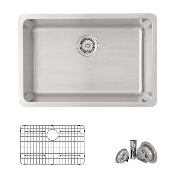 Stylish Dual Mount 27" Stainless Steel Single-Bowl Kitchen Sink with 2 Accessories S-406TG