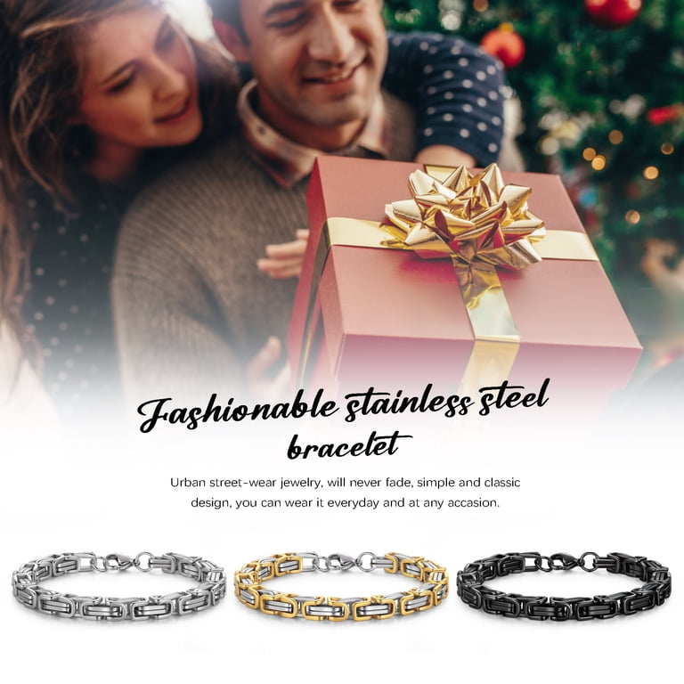 Jewmon Byzantine Chain Bracelet, Two-Tone Stainless Steel photo 6