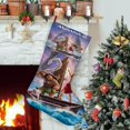 thumbnail image 1 of Moana 2 Tema: Calcetines de Navidad, fino lino blanco para colgar en escaleras y chimenea, decoración navideña para el hogar, regalo de Navidad. 45cm × 32cm, 1 of 5