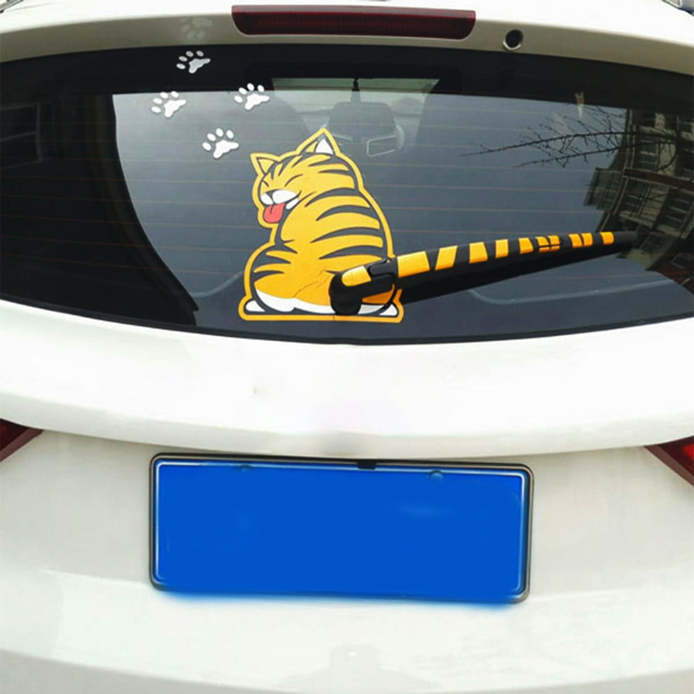 Funny Moving Tail Cat Car Sticker Window Wiper Decal Exterior Decorations