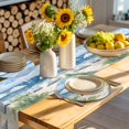 thumbnail image 4 of Nautical Sea Wave Blue Round 13 Inch Placemats Set of 2, Ocean Coastal Beach Plant HeatResistant Non Slip Place Mats for Dining Table, Wipeable Braided Kitchen Table Mats for Housewarming, 4 of 9