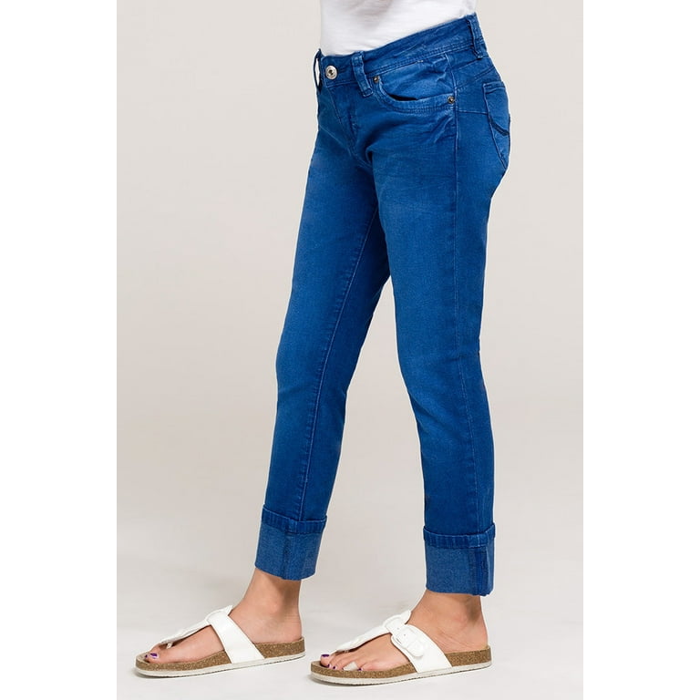 YMI Girl's Mid-Rise WannaBettaFit Cuffed Skinny Jeans (Big Girls) Sizes  7-14 