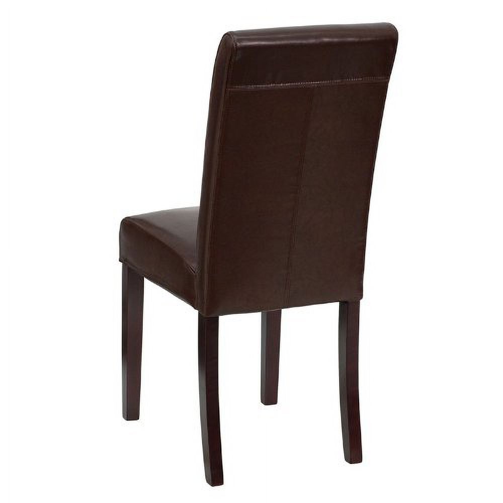 Dark Brown Leather Upholstered Parsons Chair - image 3 of 4