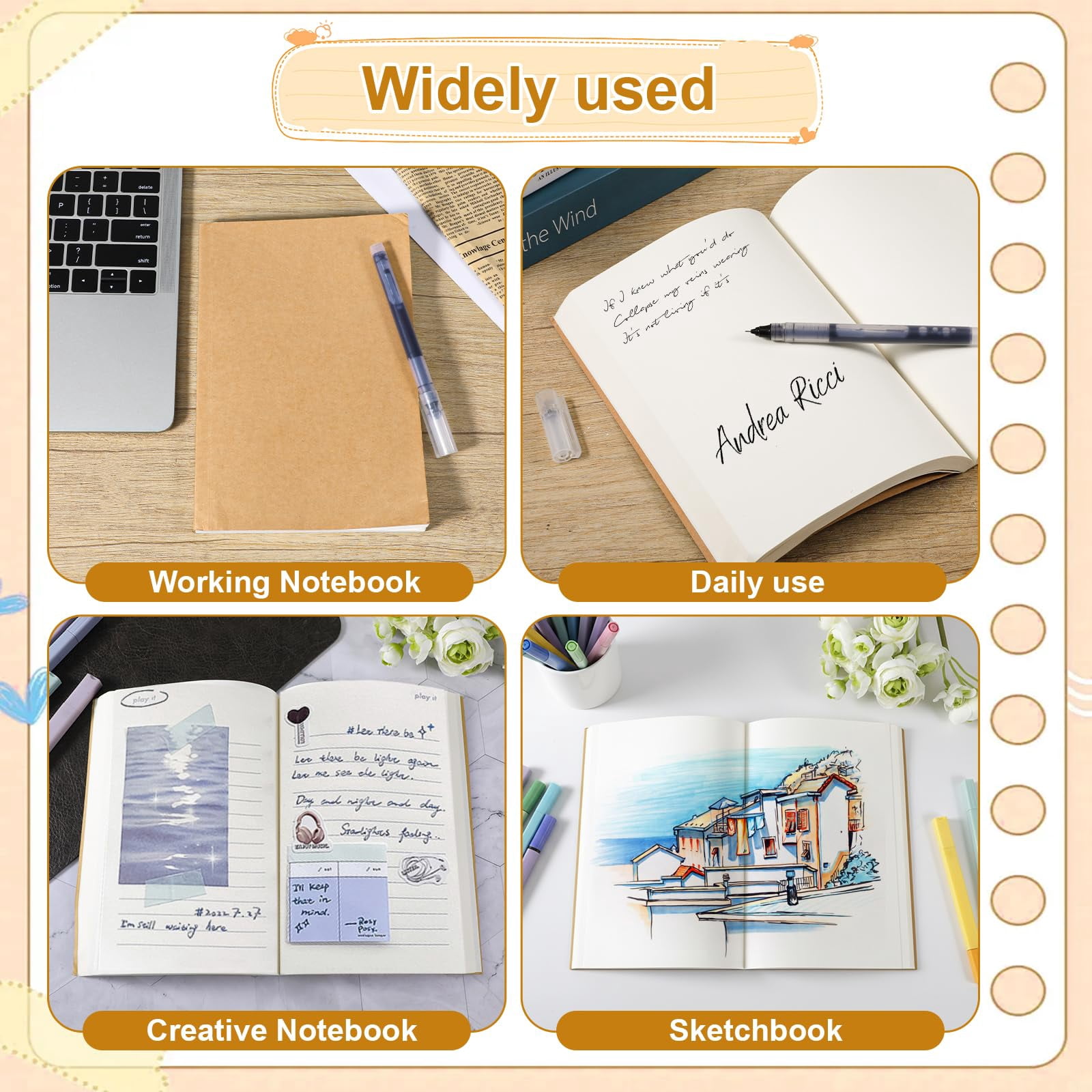 8 Pcs 5.5" X 8.25" Paper Hardcover Sketchbook Blank Notebook Bul  128 Sheets/256 Pages (100gsm) Unlined A5 Size Acid Free Drawing Sketch Books For Adult Office Travelers Journal Supplies