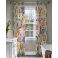 thumbnail image 4 of Green Boho Flower Sheer Curtains 63 Inch Length 2 Panels Set for Living Room/Bedroom, Spring Watercolor Country Floral Plant Kitchen Curtains Grommet Semi-Sheer Curtains Window Treatments 42"x63"x2, 4 of 7