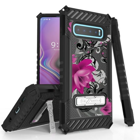 Beyond Cell TriShield Series Case Compatible with Samsung Galaxy S10+ Plus, Military Grade Shockproof Protection Phone Cover - Lotus Vine