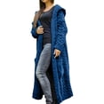 thumbnail image 6 of Long Sleeve Loose Fit Hooded Cardigan Cable Knit Design Front Button High Slit for Women Wear, 6 of 9