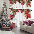 thumbnail image 3 of SUNWISHA Christmas Poinsettia Curtain Valances for Kitchen 3 Piece Set 52'' Lx18'' W & 36'' L x 26'' W x2 Red, 3 of 7