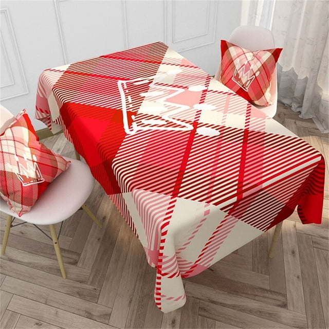 Cqxid Nappe à Moins de 5 $ Nappe à Carreaux Rouges de la Saint-Valentin Nappe Imperméable pour Manger à la Maison