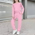 thumbnail image 2 of OGLCCG Girls 2 Piece Set Ruffle Long Sleeve Pullover Top and Wide Leg Jogger Pants Lightweight Solid Color Spring Outfits Lounge Sets 4-13 Years, 2 of 6