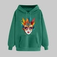 thumbnail image 2 of VBTAPA Mardi Gras Hoodies for Women Novelty Mask Graphic Printed Hooded Sweatshirt Carnival Party Hoodies Funny Holiday Pullover Sweatshirts with Kangaroo Pocket Army Green L, 2 of 6