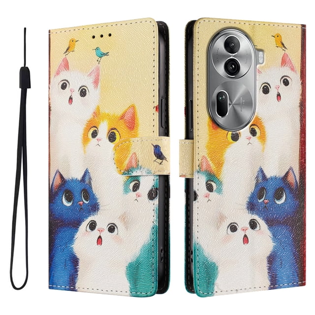 FOXDOCK Funda Tipo Cartera para OPPO Reno 11 Pro 5G con Soporte y Correa – Diseño de Patrones Lindos