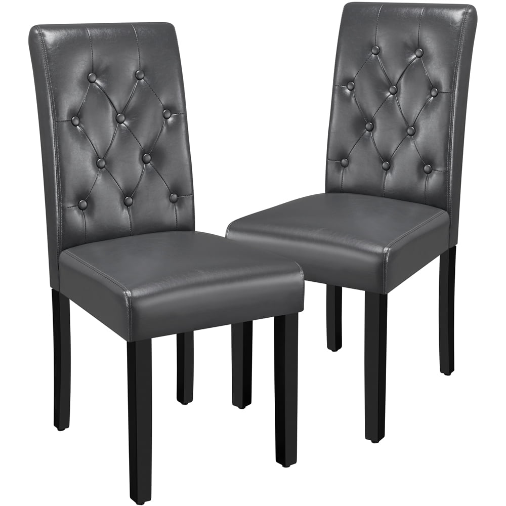 Yaheetech 2pcs Dining Chair Button Tufted Padded Kitchen Chair with