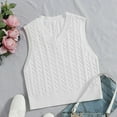 thumbnail image 2 of Baberdicy Colour Blouse Women Casual Print Sleeveless V Neck Ribbed Knit Split Pullover Sweater Vest Blouse Sweater Vest White, 2 of 4