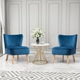 thumbnail image 6 of GVN Modern Armless Velvet Accent Chair with Wood Legs-Blue, 6 of 10