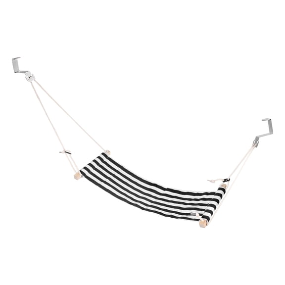 Uxcell Foot Hammock Under Desk, Adjustable Foot Rest Sling with Hooks Portable Desk Footrest, Black White Style 1