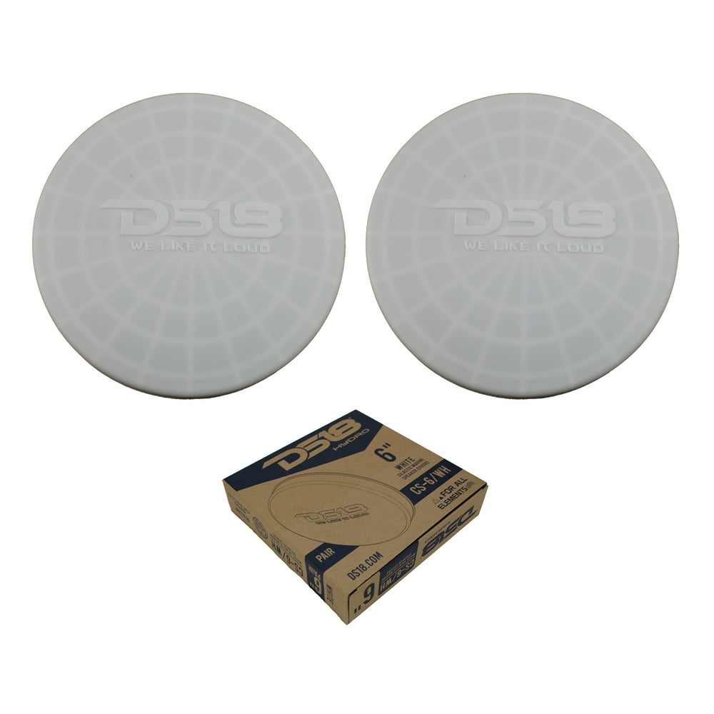 Pair of White DS18 HYDRO 6" Silastic Silicone Marine Speaker Covers CS