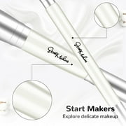 DUAIU Foundation Brush 2 pcs Dual-ended 2-in-1 Kabuki Makeup Brushes Blush Brush Eye Shadow Brush Loose Powder Brush Premium Face Makeup Brushes Beauty Tools (White)