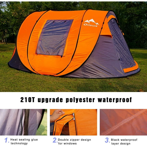 OILEUS X-large Pop Dome Tent Instant Camping Tent 5-6 Person Tent with Sky-window Easy, Automatic Setup - Fast Pitch & Fold with Portable Carrying Bag Ideal for Family Backpacking Hiking Pet