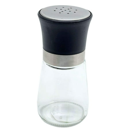 5.74 oz Glass Salt  Pepper Shaker – Silver  Black Top:1CT