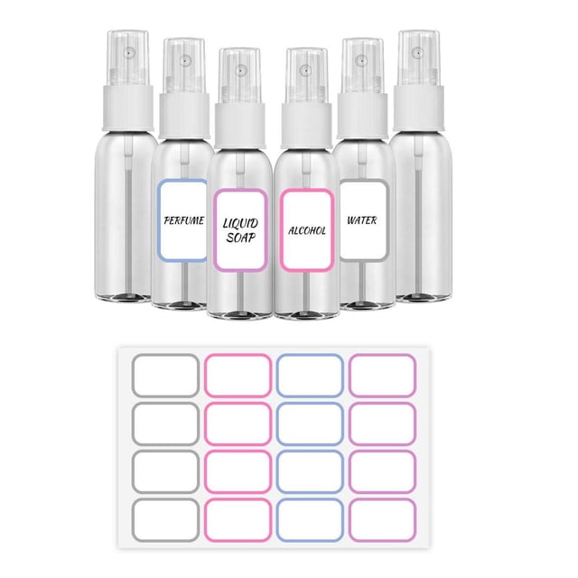 6x 50ml de tamaño Viaje Vacío con 16 piezas Etiquetas Contenedor para aceites shamjiam botellas de spray de viaje
