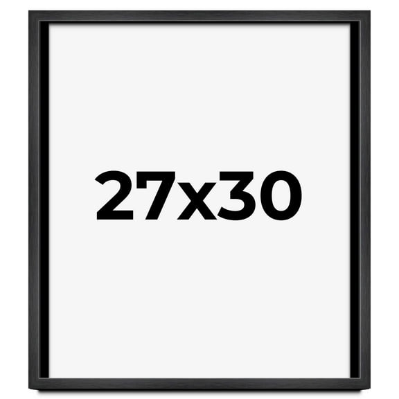 27x30 Frame Black Charcoal Grey Wood Textured Picture Frame | 0.75 Inch Moulding Width | Gunmetal