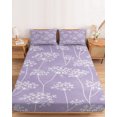 thumbnail image 2 of King Size Fitted Sheet Set - Spring Floral 3 Piece Bedding Sets 16" Deep Pocket Fitted Sheet with 2 Pillowcases, Spring Rustic Wildflowers Plants Purple Brushed Microfiber Hotel Luxury Bed Sheets, 2 of 9