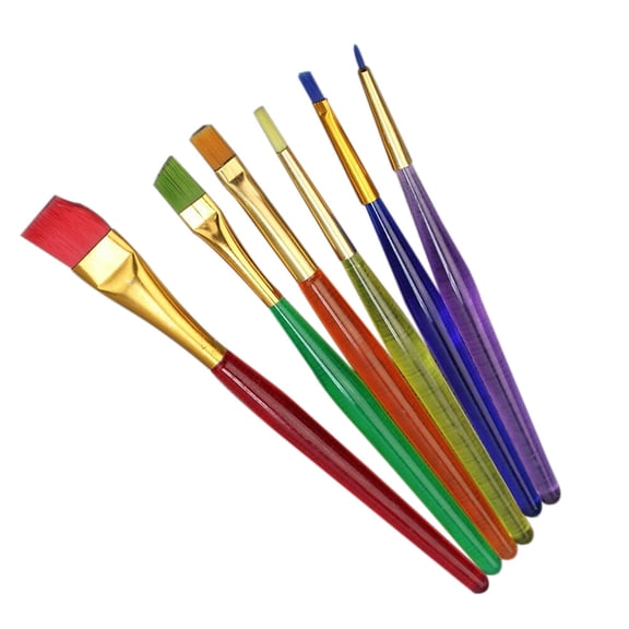 LABSERRON 6Pcs Painting Brushes For Cake Icing Decor Assorted Color Nylon Alloy Plastic Diy Tool Set