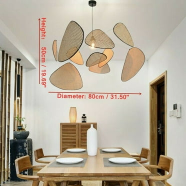 Miumaeov Bamboo Wicker Chandelier Pendant Light Rattan Hanging Lamp Chandelier Light Fixture for Bedroom Dining Room Cafe Bar