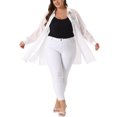 thumbnail image 2 of Agnes Orinda Women's Plus?Size Long Sleeve Button Down Sheer Shirt 4X White, 2 of 6