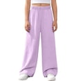thumbnail image 3 of Asxite Toddler Girls Casual High Waist Wide Leg Pants Winter Pants Solid Pleated Pockets 5-15 Y, 3 of 7