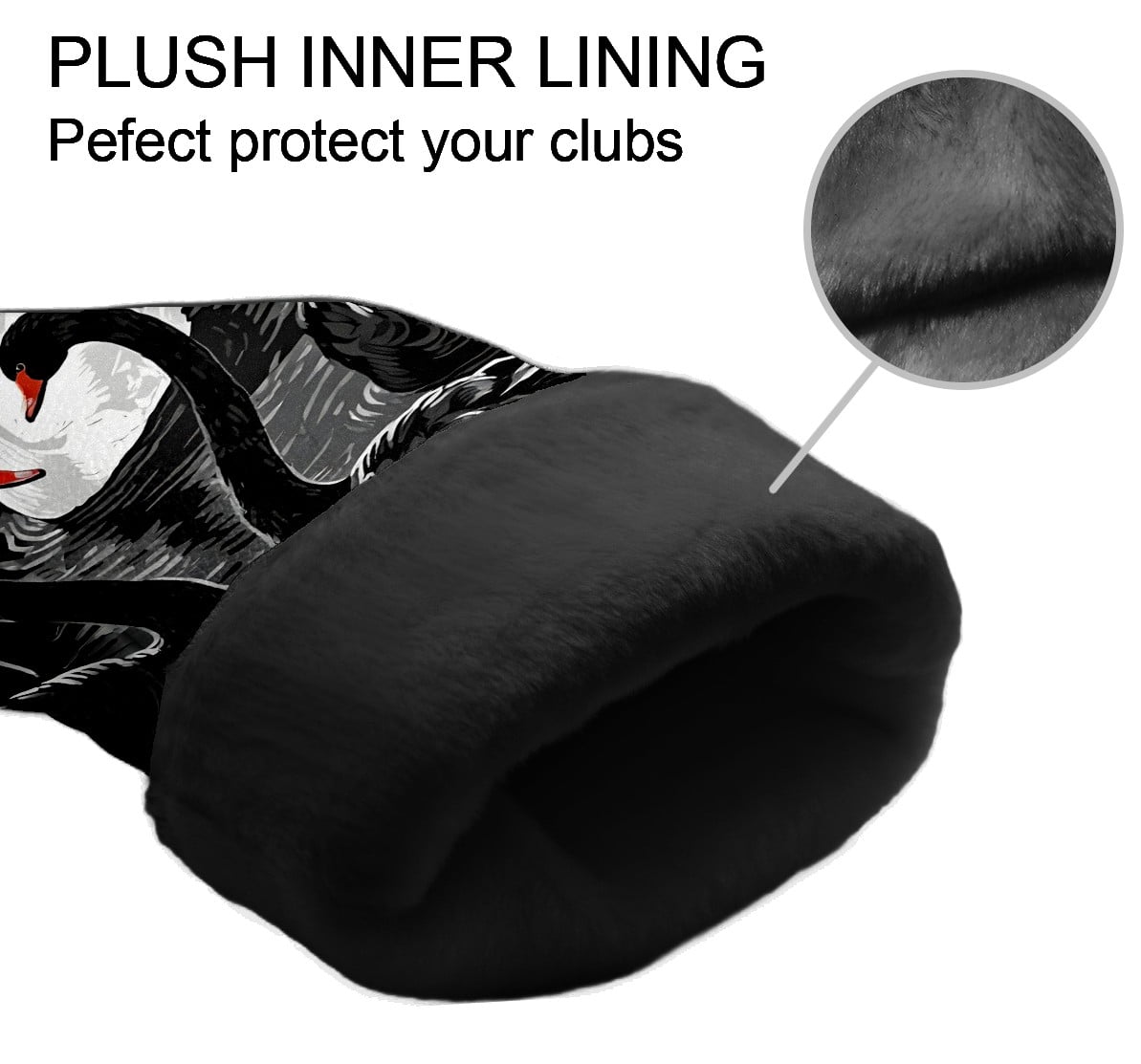 Golf Club Covers, Black And White Swan Premium PU Leather Driver Hybrid Putter Head Covers with Velvet Lining, Waterproof Golf Gifts for Men Women