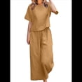 thumbnail image 2 of Conjunto de 2 Piezas para Mujer: Blusa de Media con Cuello y Pantalón con Bolsillos, Informal para el Trabajo y Viajes. Café 4XL, 2 of 6