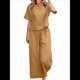 thumbnail image 2 of Conjunto de 2 Piezas para Mujer: Blusa de Media con Cuello y Pantalón con Bolsillos, Informal para el Trabajo y Viajes. Café S, 2 of 6