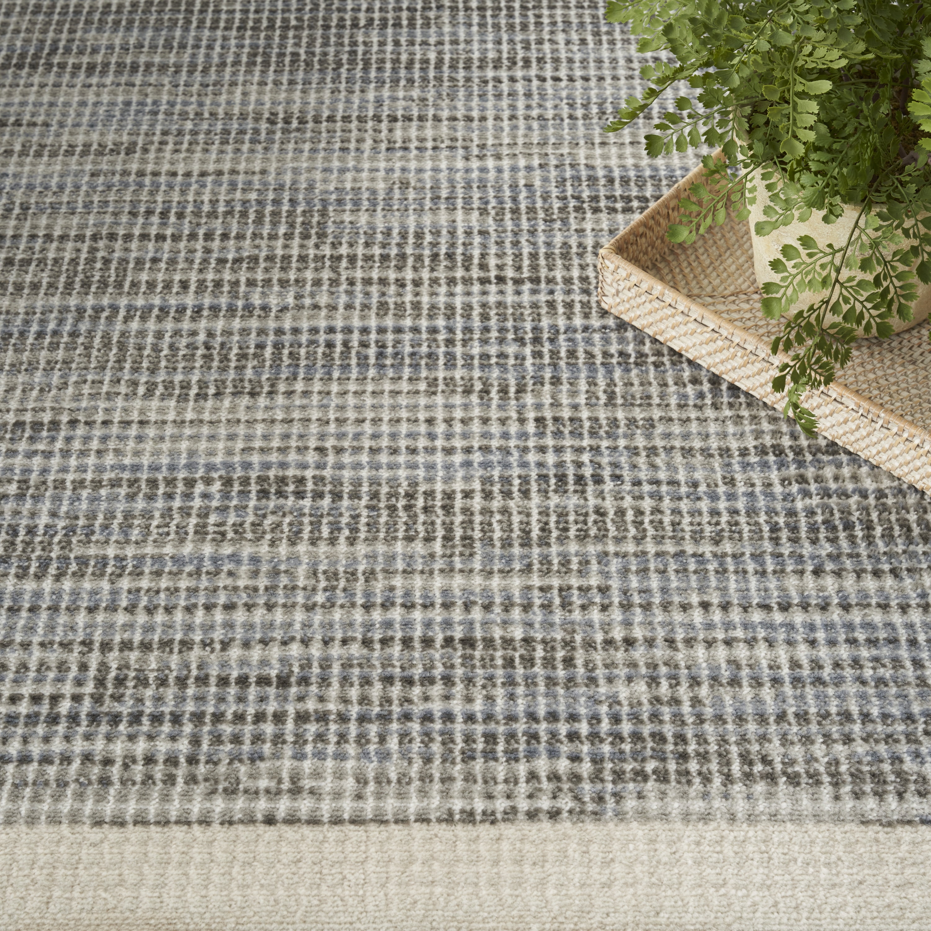 Nourison Serenity Home Geometric Grey Ivory 7'10" x 9'10" Area Rug (8x10)