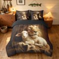 thumbnail image 3 of Manfei Jungle Lion Sheep Full Size Bedding Sets, Vintage Western Bible Full Size Bed in a Bag, Dark Brown, Black Reversible, 7pcs, 3 of 6
