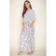 thumbnail image 5 of Stripe 3/4 Sleeve Ivory Medallion Sash Maxi Dress, 5 of 7