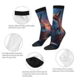 thumbnail image 3 of Rateoe Starry Sky Meditating Fox for Women Casual Calf Socks - Cute Crew Socks - Thin Soft Above Ankle Socks Size 5-11, 3 of 6