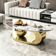 thumbnail image 2 of Living Room 51 Inches Oval Table, Faux Marble Surface, Stainless Steel Base, Design Coffee Heat-, 2 of 6