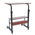 OUKANING Adjustable Side Table Laptop with Wheels Brown Bed Side