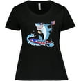 thumbnail image 3 of Inktastic Fourth of July Shark Surfing Women's Plus Size T-Shirt, 3 of 5