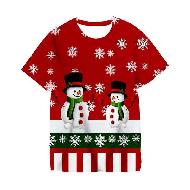 Niños Feliz Navidad serie Santa Claus camiseta roja dibujos animados bebé niños niñas niños Anime manga corta ropa camisetas