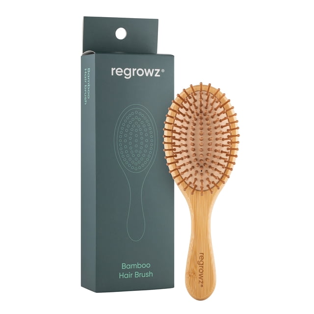 Regrowz Cepillo de pelo de bambú para mujeres y hombres – Cepillo de madera natural para desenredar el cabello y reducir la rotura del cabello – Masaje del cuero cabelludo herramienta perfecta para el