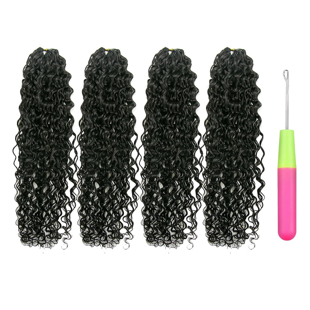 Ustar 100% Human Hair Crochet Extensions - Water Wave Boho Braiding Hair (50g/Pack)