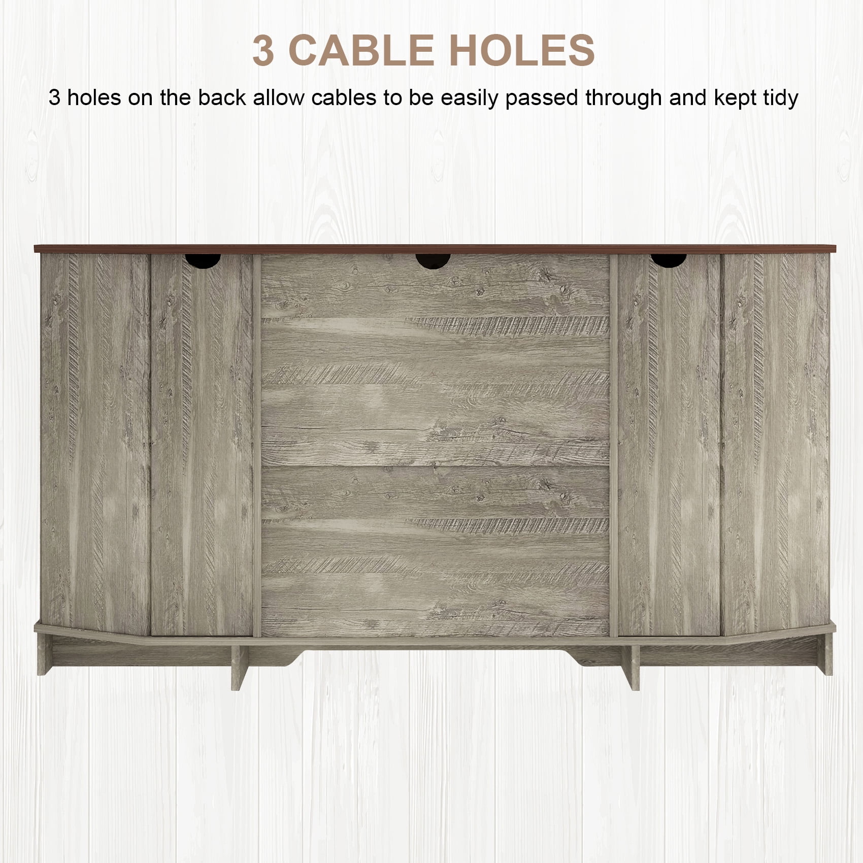 Melidee Farmhouse Television Stand for 65 Inch TV with Sliding Barn Door, Engineered Wood, Gray, 58" W x 15.7" D x 31" H