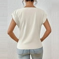 thumbnail image 4 of MORTTIC Women's Knotted V-Neck Elegant Short Sleeve Blouse Lightweight Casual Top for Spring Summer White，M, 4 of 5