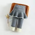thumbnail image 4 of Diufon Toddler Girls Fleece Leggings with Skirt Little Kids Fall Winter Warm Thickened Lined Skirt Pants 2-7 Years, 4 of 6