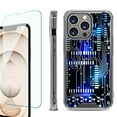 thumbnail image 1 of Shockproof Bumper Phone Case for iPhone 13 Pro Max, with Tempered Glass Screen Protector, by OneToughShield ® - Cosmos Circuit, 1 of 4