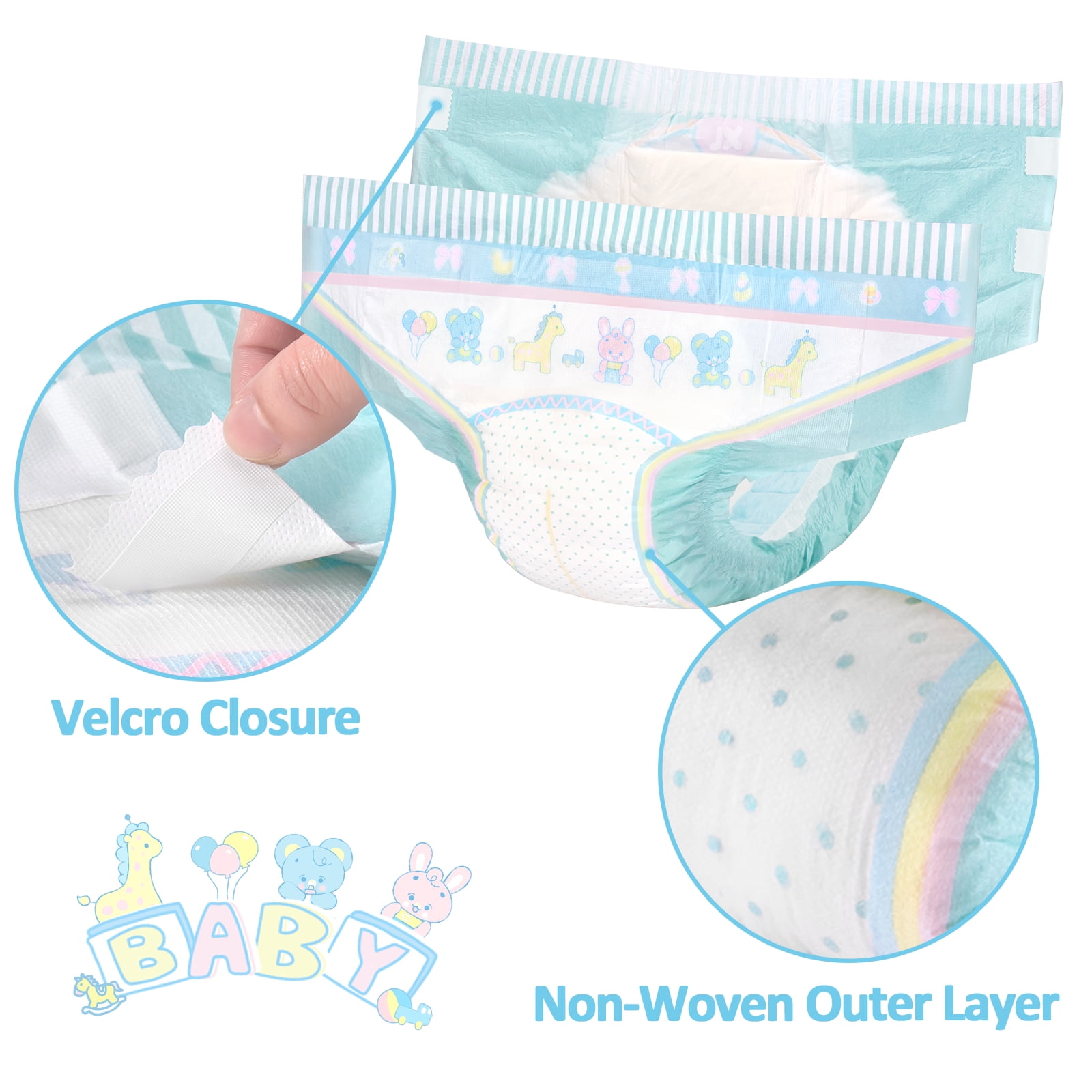 Littleforbig Adjustable Velcro Closure Adult Printed Cloth Back Baby Parade Diaper 10 Pieces (X-Large 48"-56")
